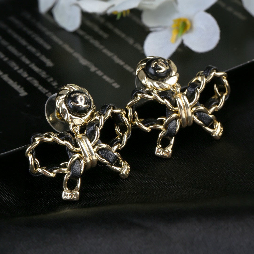 Bow Statement Earrings in Polished Metal-Tone – Design 001 close-up detail