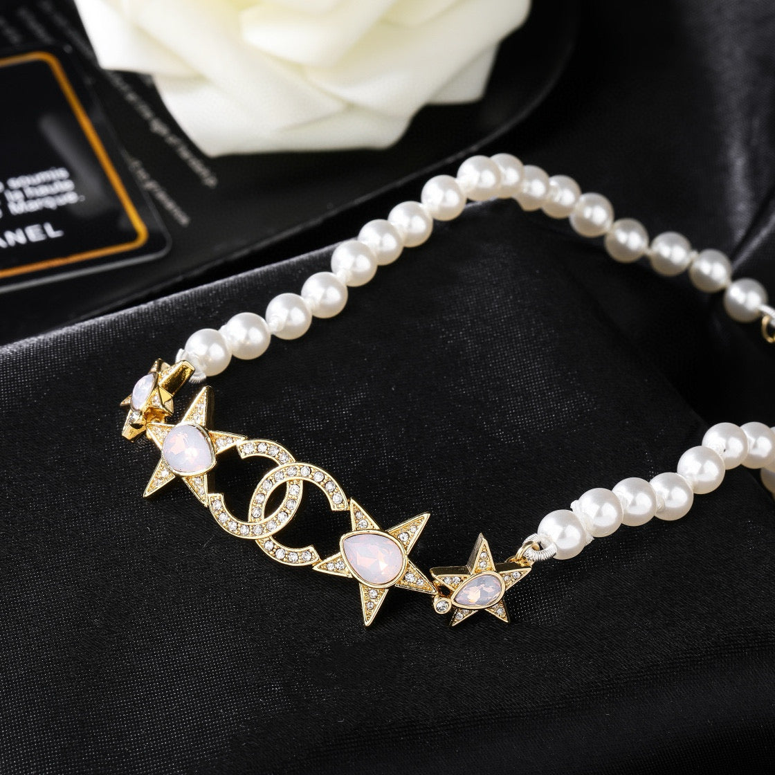 Double-C Emblem Pendant Necklace in Gold-Tone – Design 017 styled product view