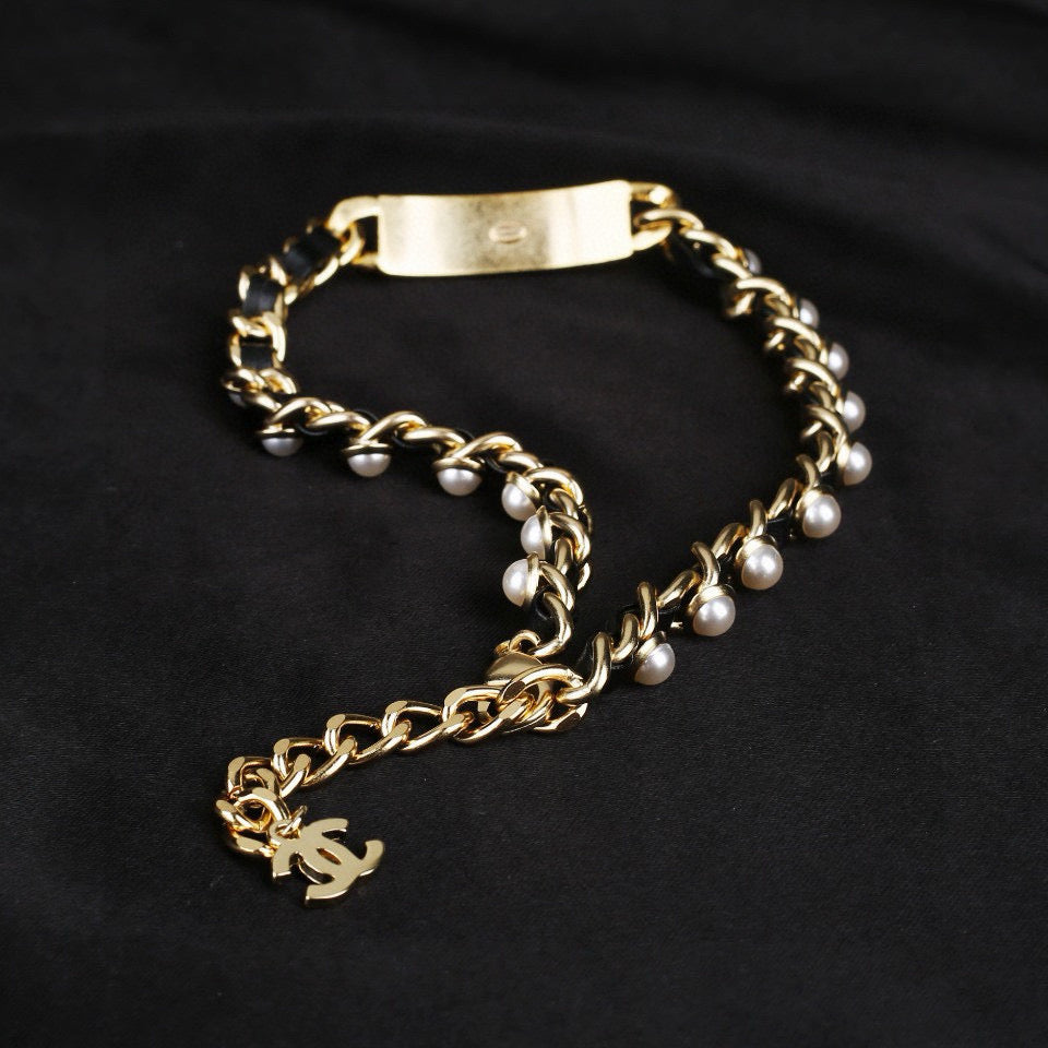 Signature Emblem Pendant Necklace in Gold-Tone – Design 051 close-up detail