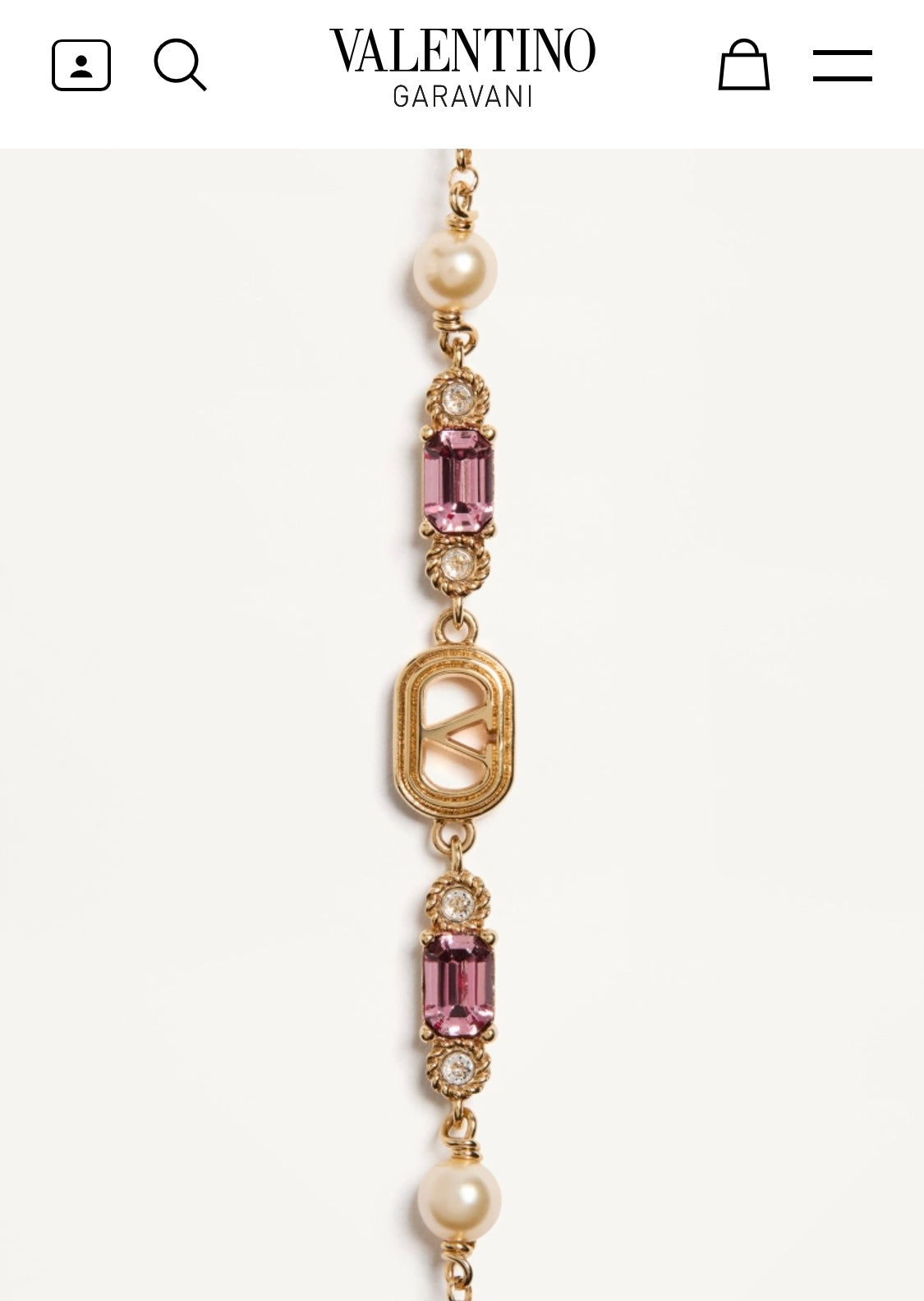 V Emblem Crystal-Accent Bracelet – Pink close-up view