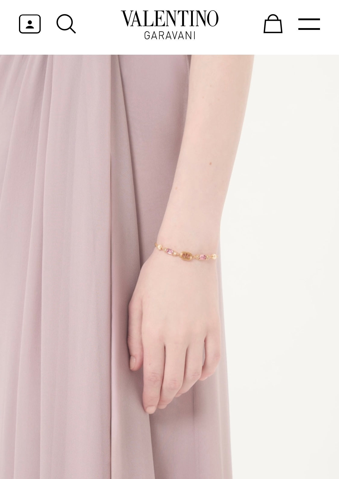 V Emblem Crystal-Accent Bracelet – Pink front view