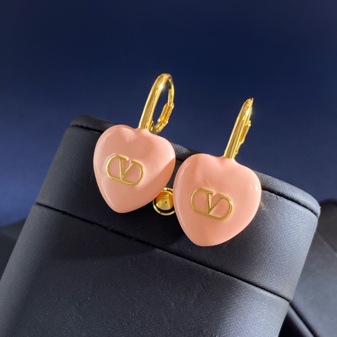 V Emblem Statement Earrings in Gold-Tone close-up view