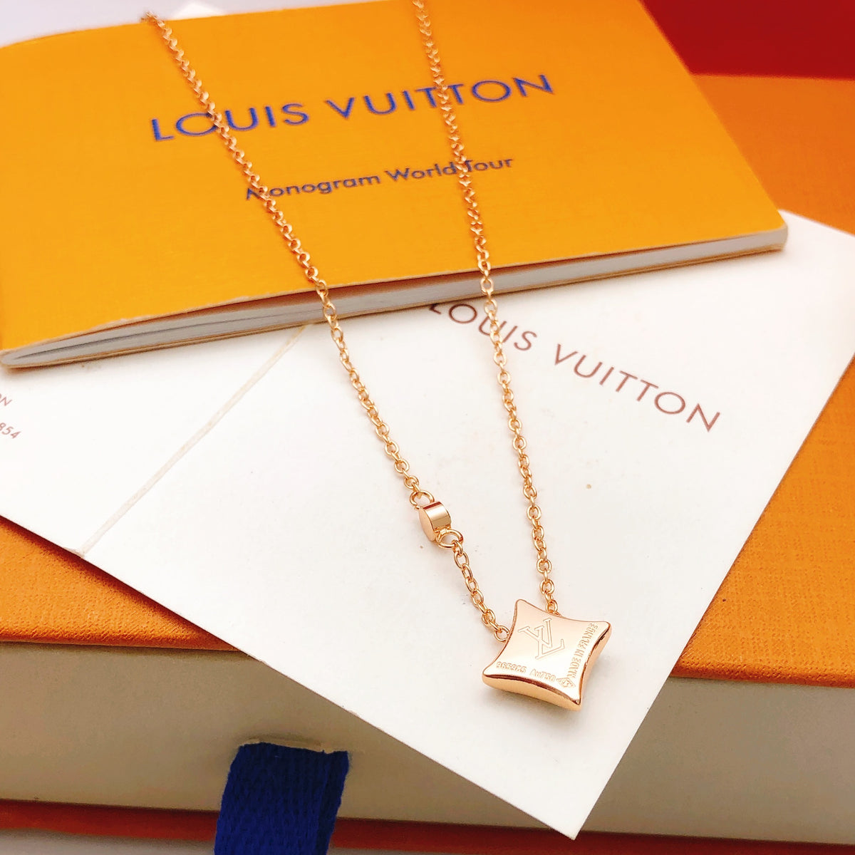 Geometric Emblem Pendant Necklace in Rose-Gold-Tone – Rose Gold Detail – Design 015 main product view