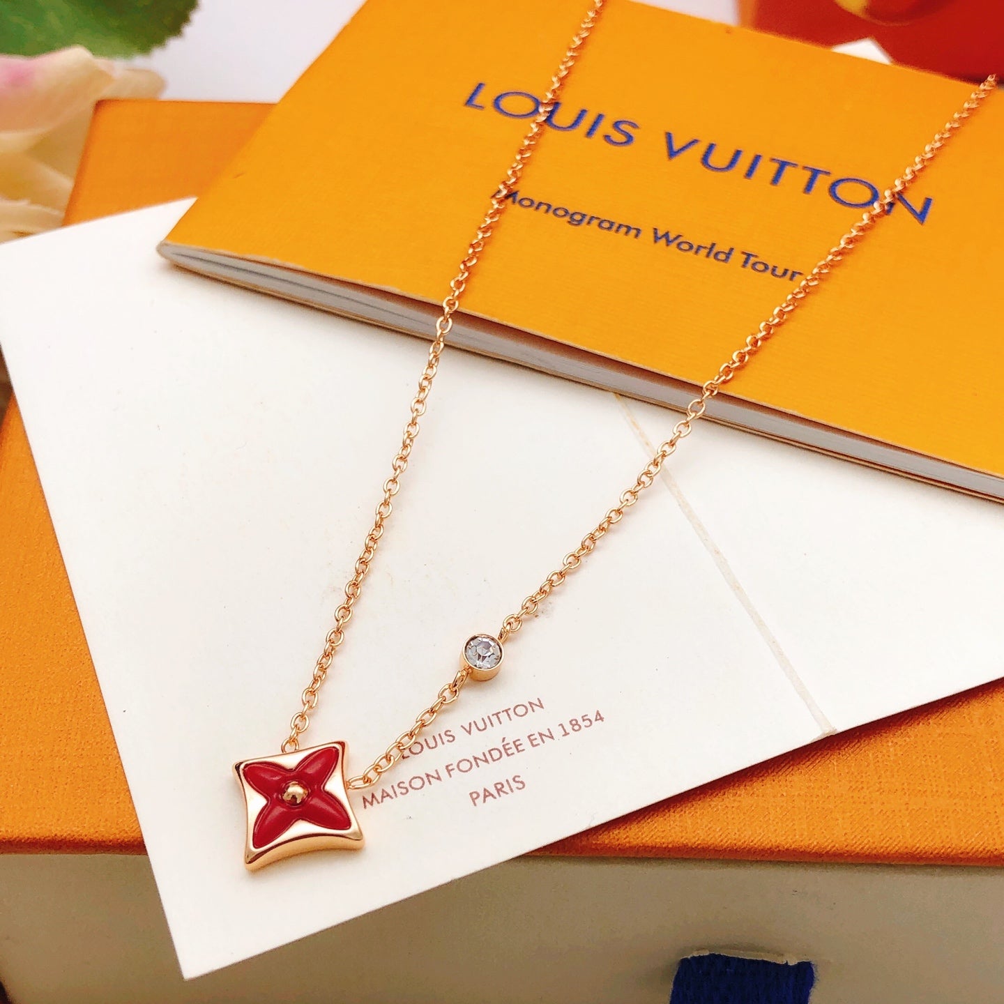 Geometric Emblem Pendant Necklace in Rose-Gold-Tone – Rose Gold Detail – Design 015 front product view