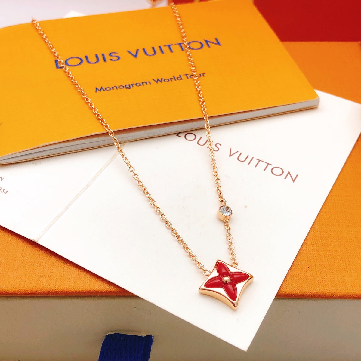 Geometric Emblem Pendant Necklace in Rose-Gold-Tone – Rose Gold Detail – Design 015 main product view
