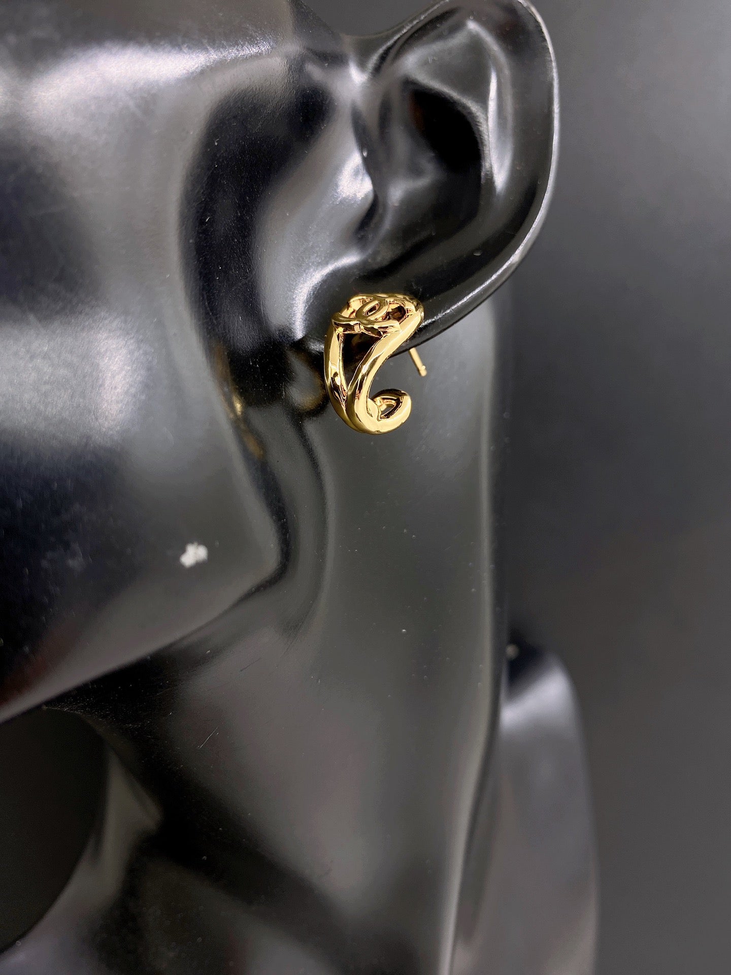 Signature Emblem Statement Earrings in Gold-Tone – Design 010 front product view