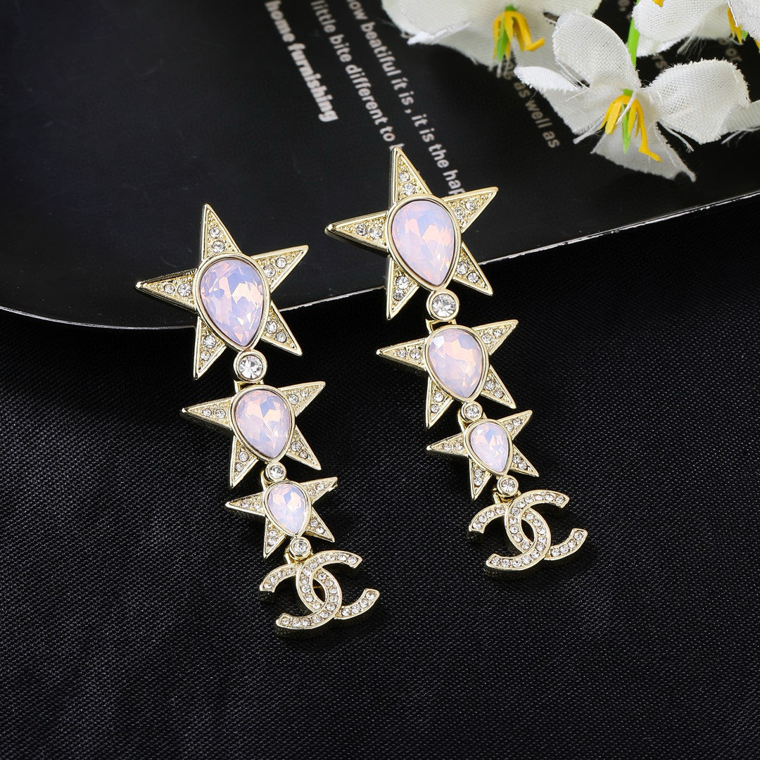 Double-C Emblem Crystal-Accent Statement Earrings – Design 030 main product view