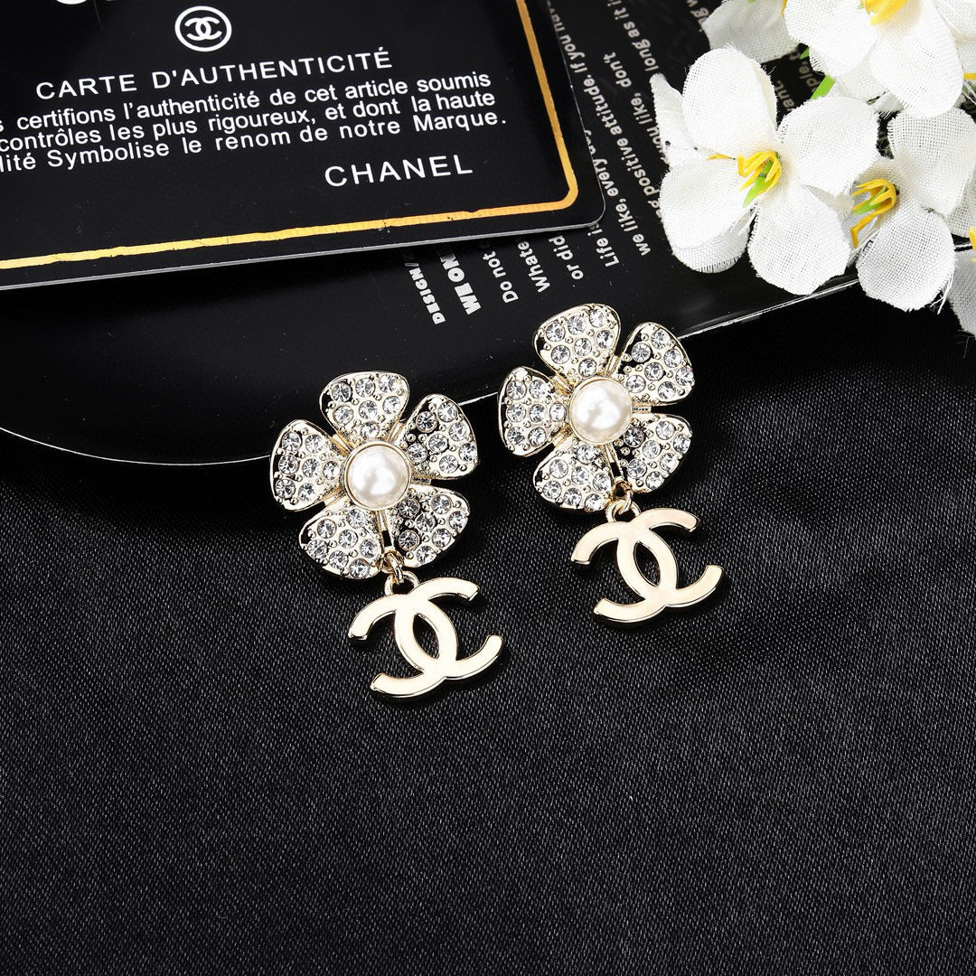 Signature Emblem Statement Earrings in Gold-Tone – Design 024 front product view