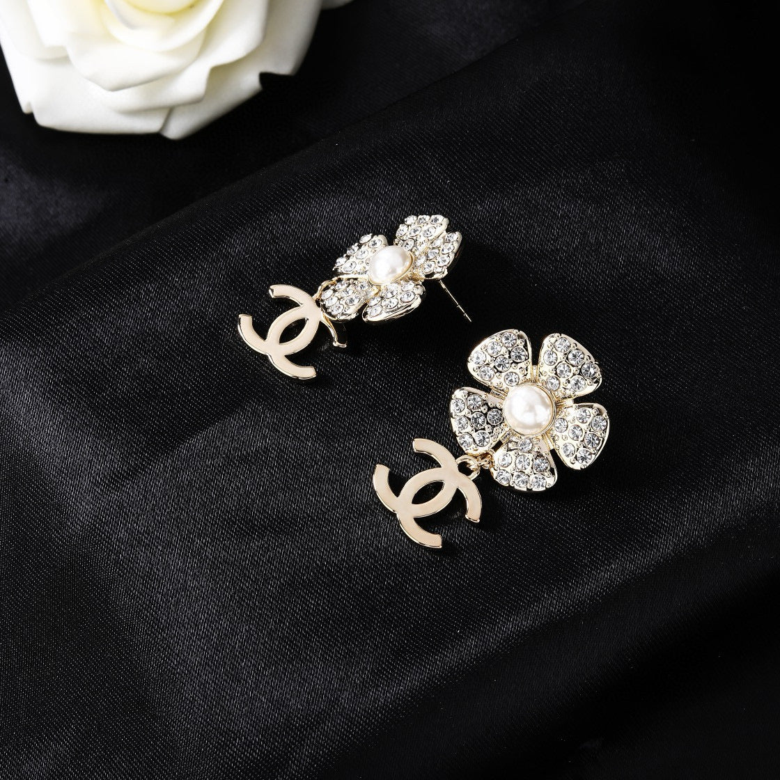 Signature Emblem Statement Earrings in Gold-Tone – Design 024 detail view