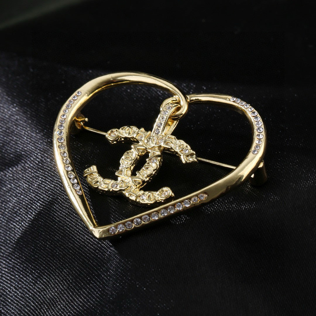 Signature Emblem Brooch in Polished Metal-Tone – Design 044 main product view