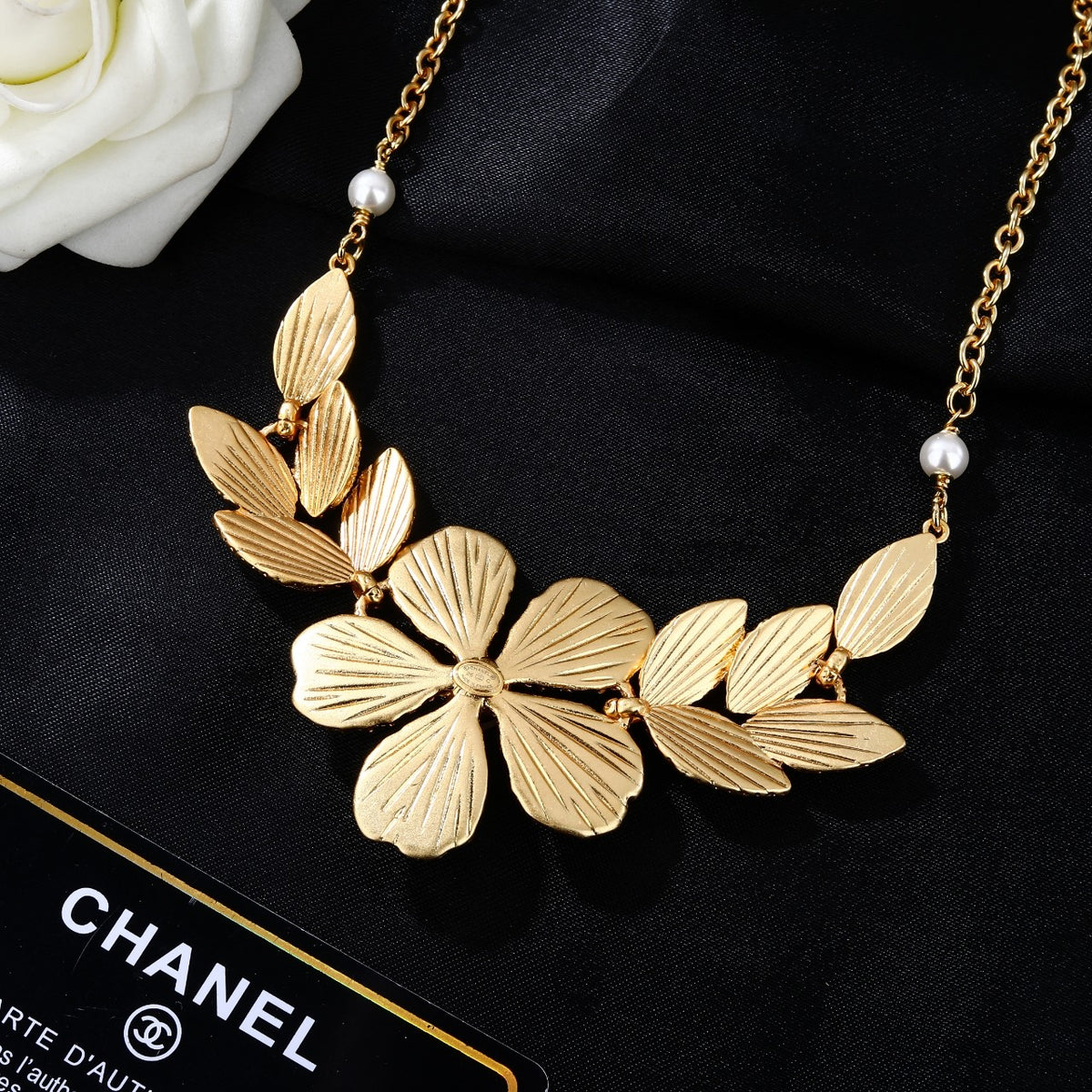 Double-C Emblem Pendant Necklace in Gold-Tone – Design 011 main product view