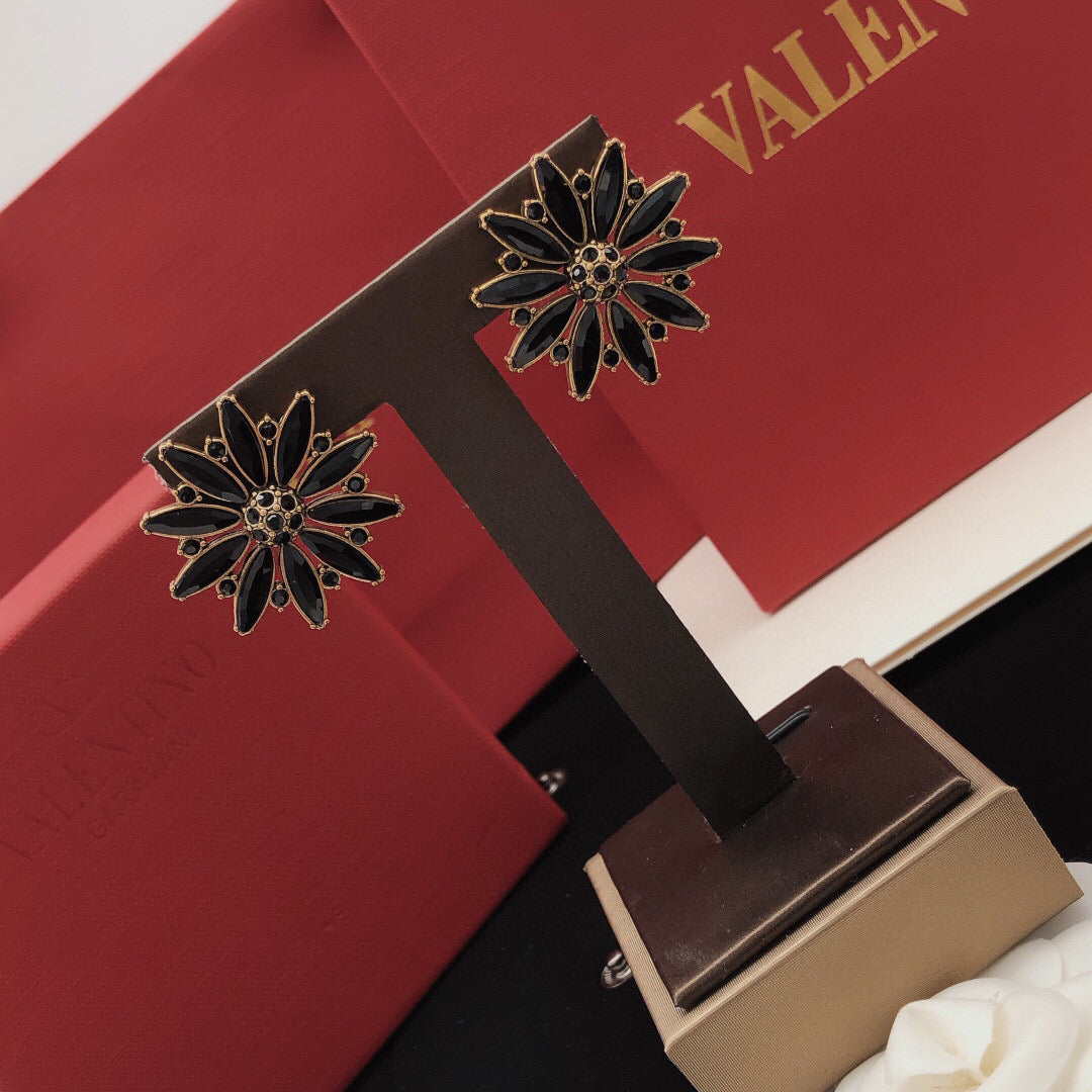 Sunburst Stud Earrings with Crystal-Style Accents main product view