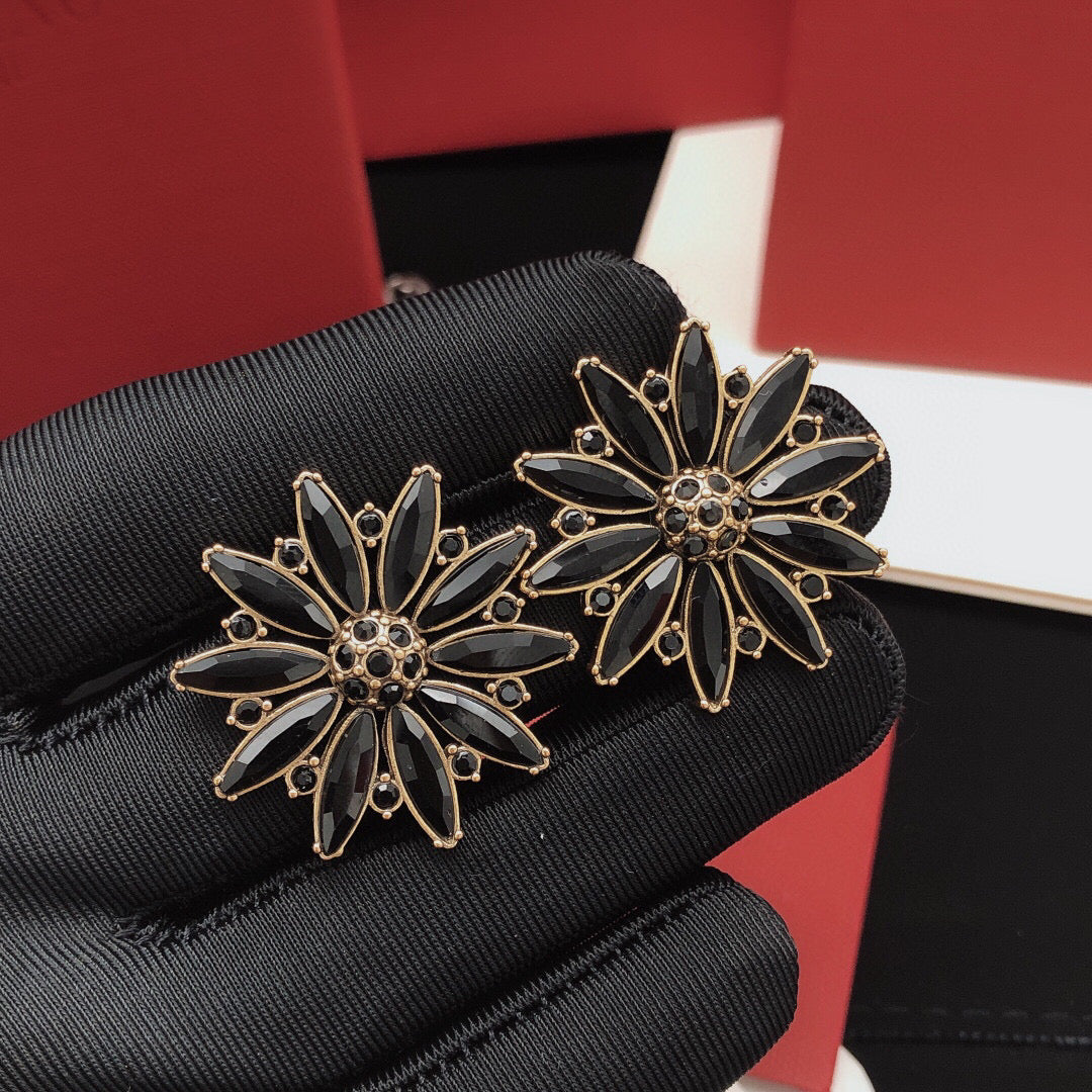 Sunburst Stud Earrings with Crystal-Style Accents main product view