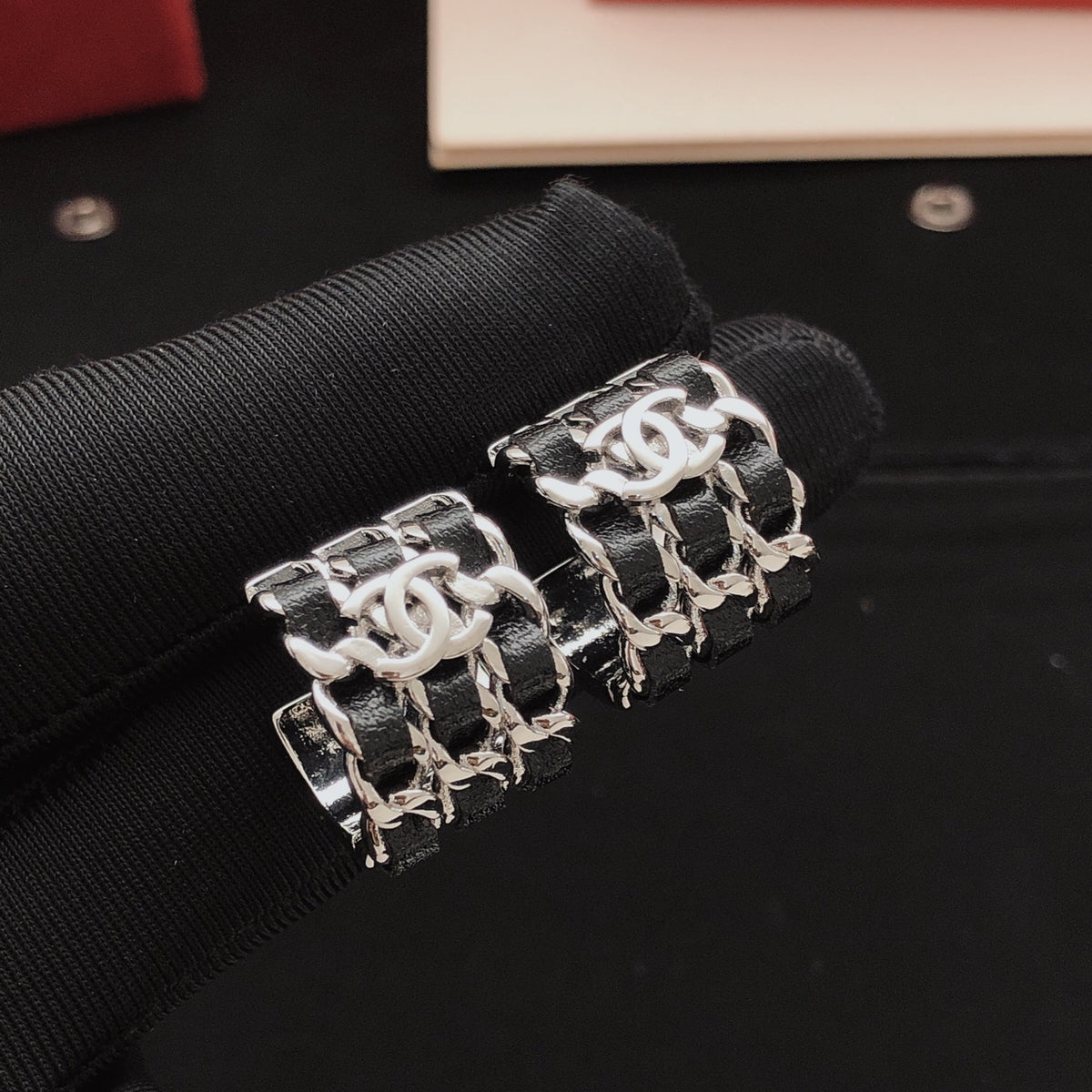 Signature Emblem Statement Earrings in Silver-Tone front product view