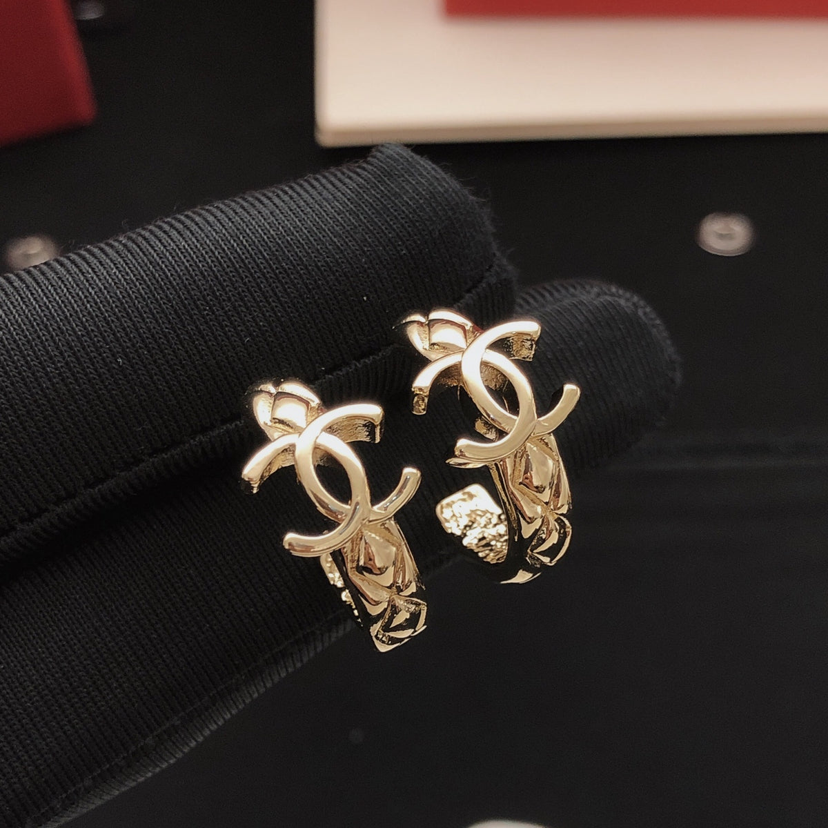 Signature Emblem Statement Earrings in Gold-Tone – Design 020 styled product view