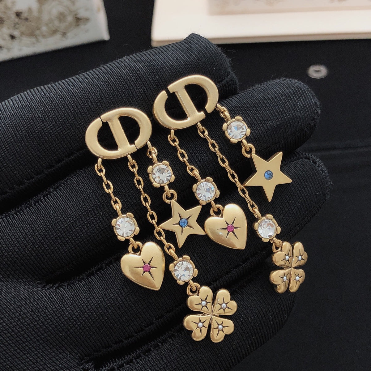 Heart Motif Stud Earrings in Polished Metal-Tone – Design 003 main product view
