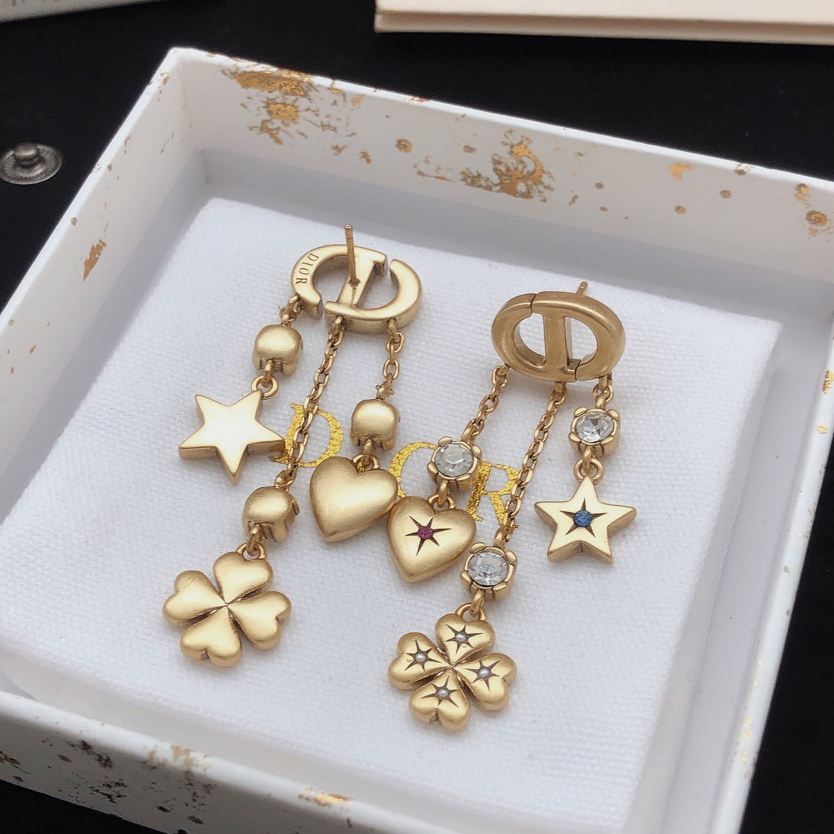 Heart Motif Stud Earrings in Polished Metal-Tone – Design 003 styled view