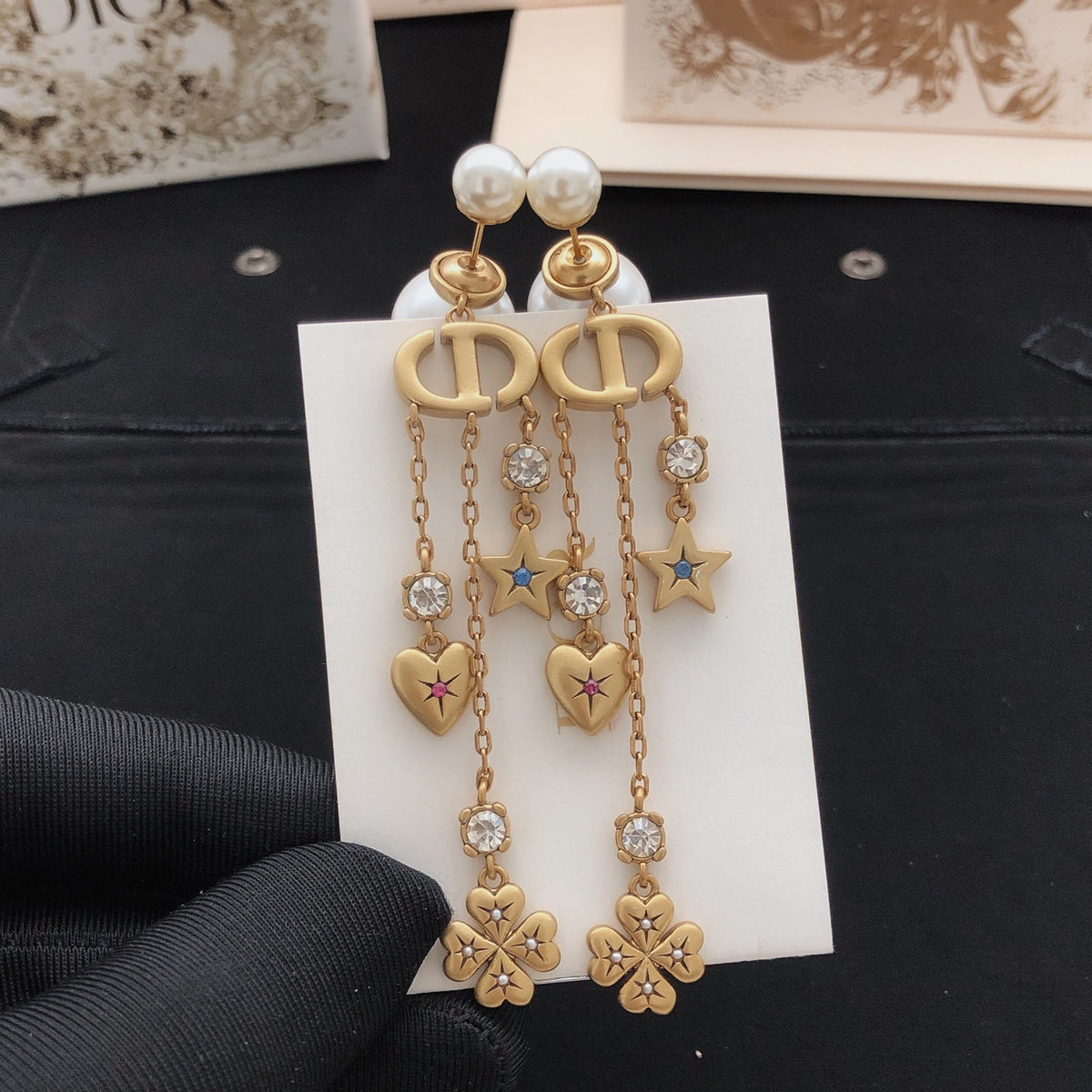 Heart Motif Stud Earrings in Polished Metal-Tone – Design 002 front view