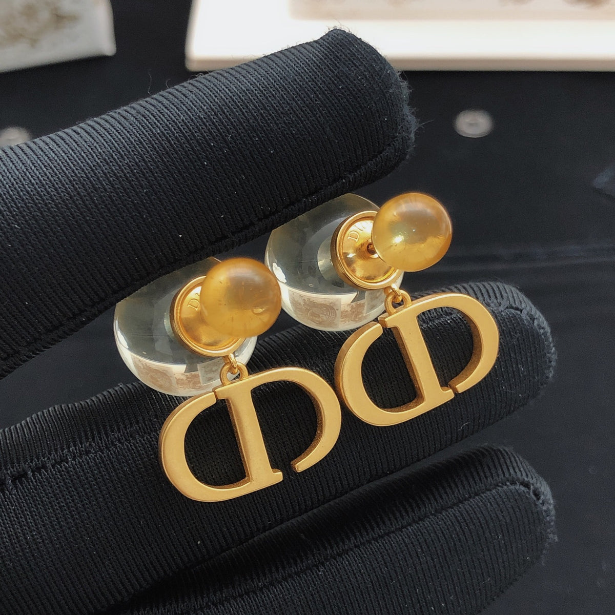 Pearl-Style Motif Stud Earrings in Polished Metal-Tone with Pearl-Style Detail – Design 008 main product view