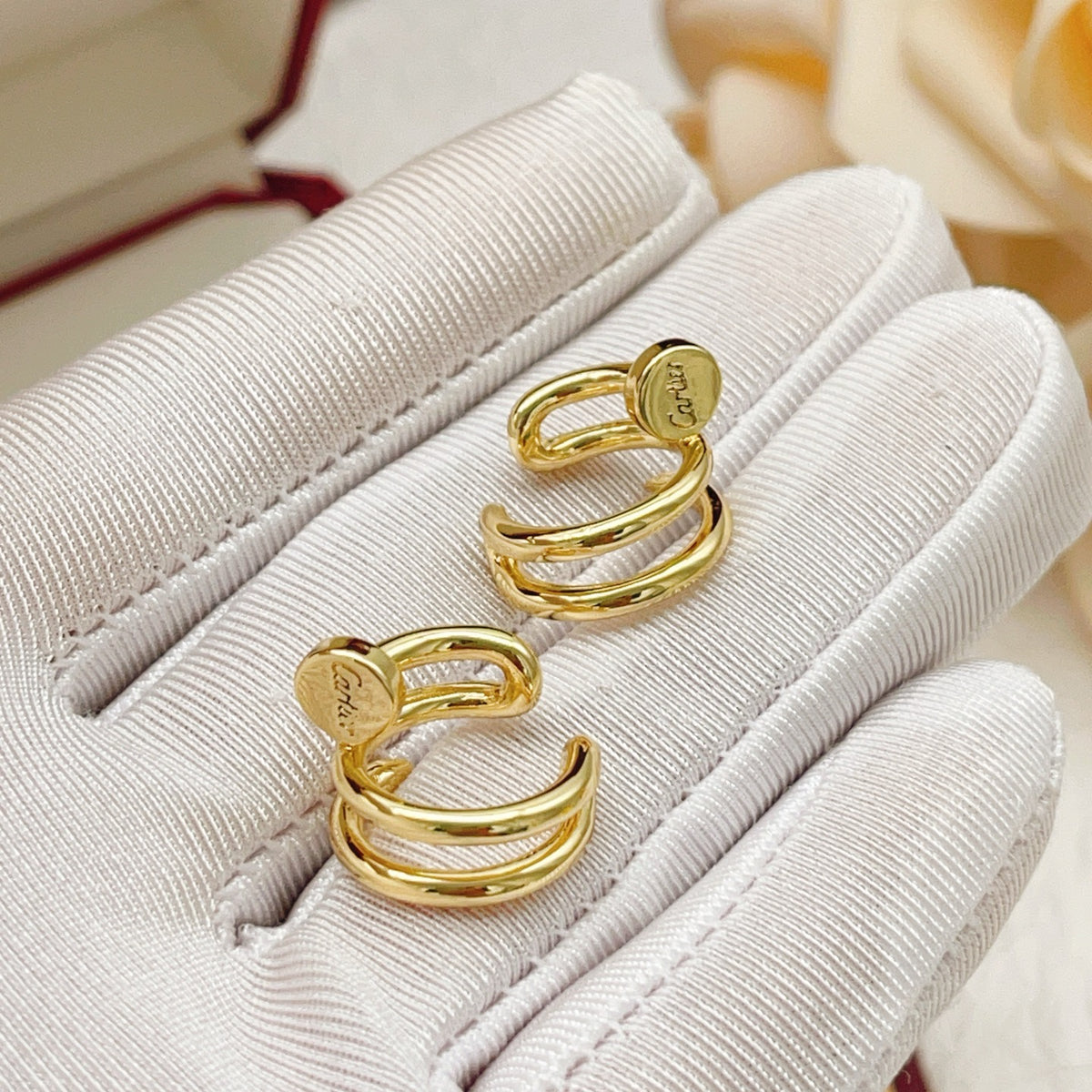 Nail Motif Jewelry Accessory in Gold-Tone side detail