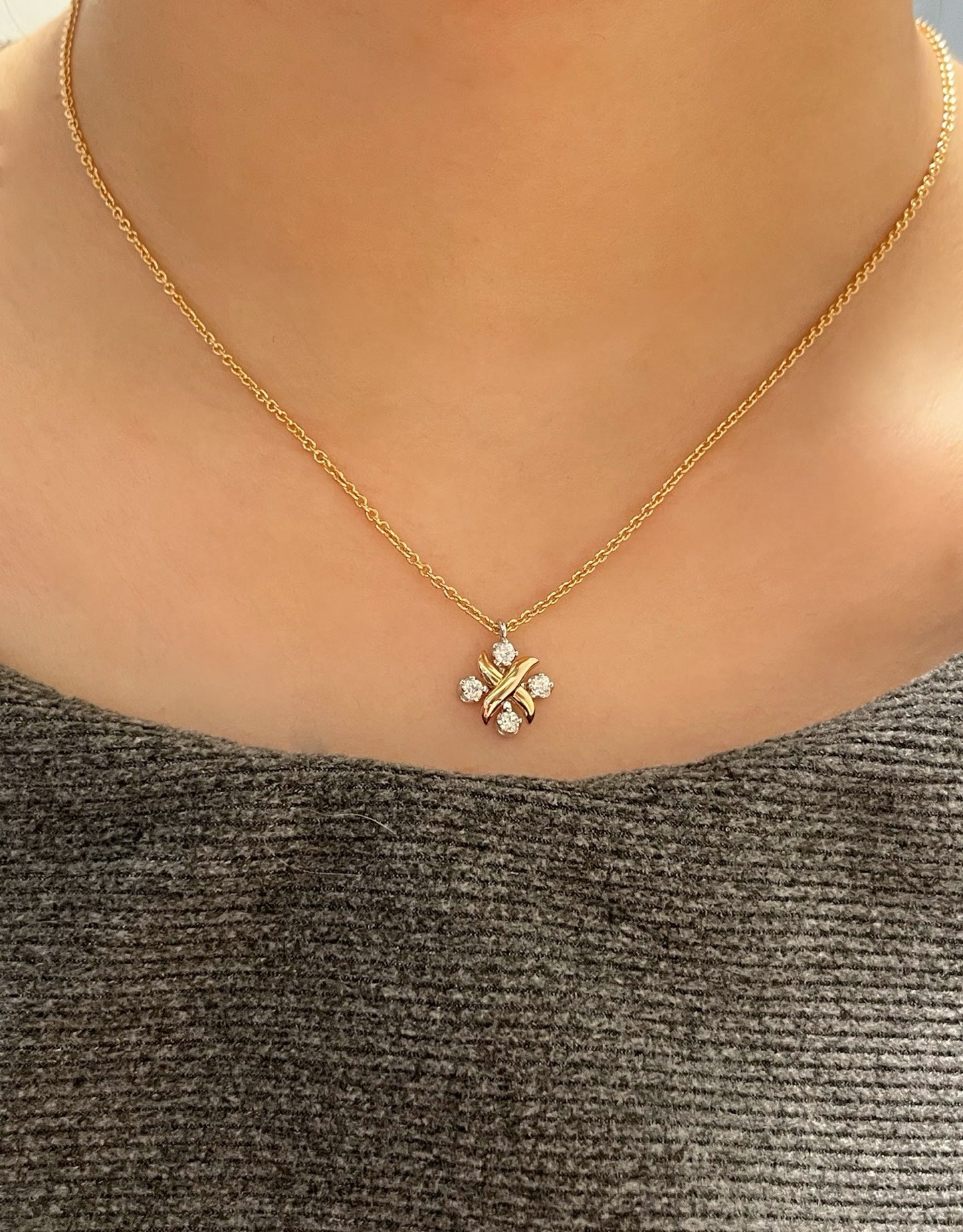 Signature Motif Pendant Necklace in Gold-Tone main product view
