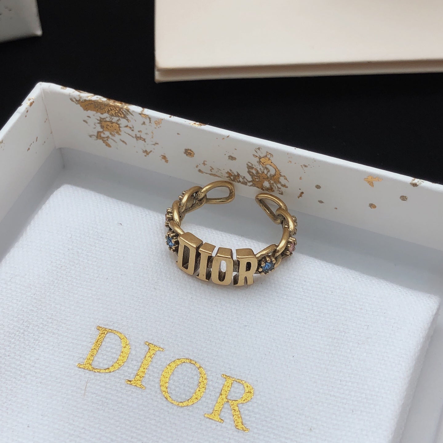 Sculptural Statement Ring in Polished Metal-Tone with Crystal-Style Accents side detail