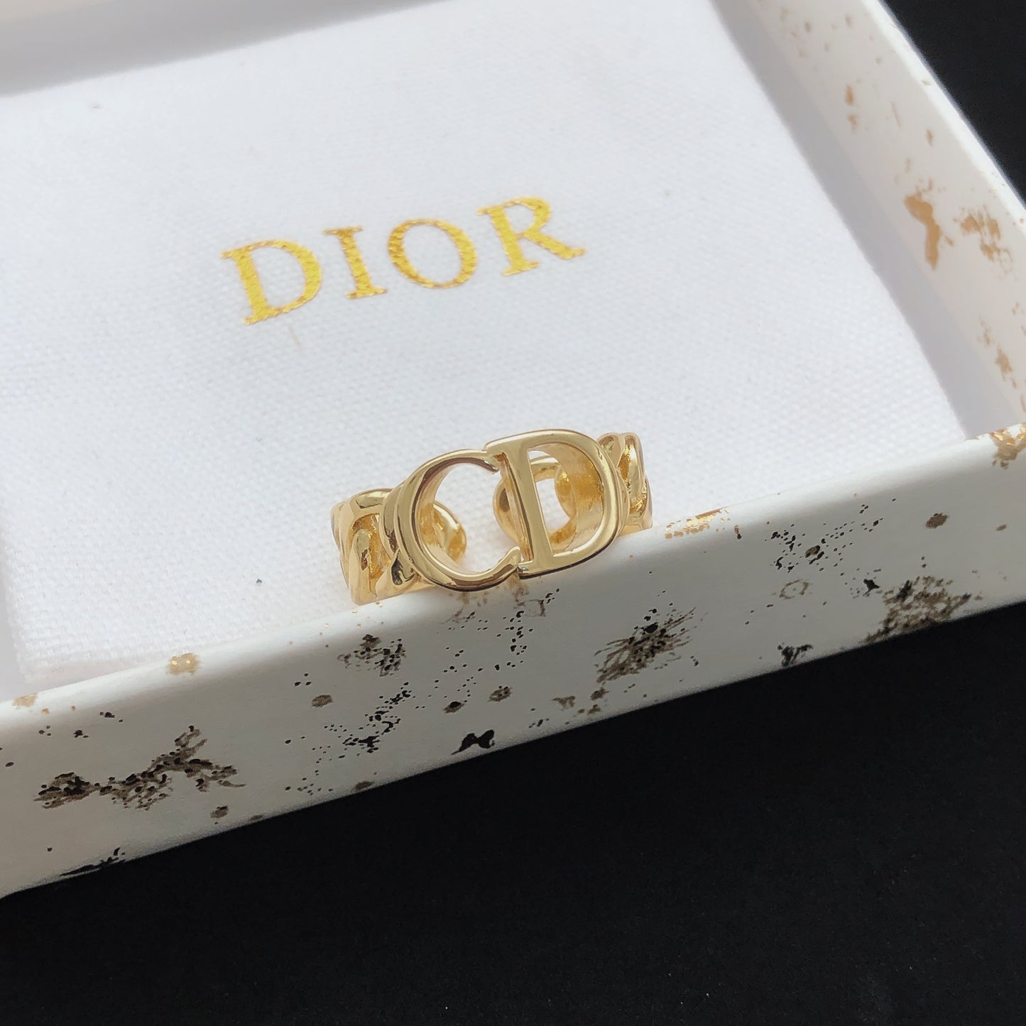 Sculptural Statement Ring in Polished Metal-Tone detail view