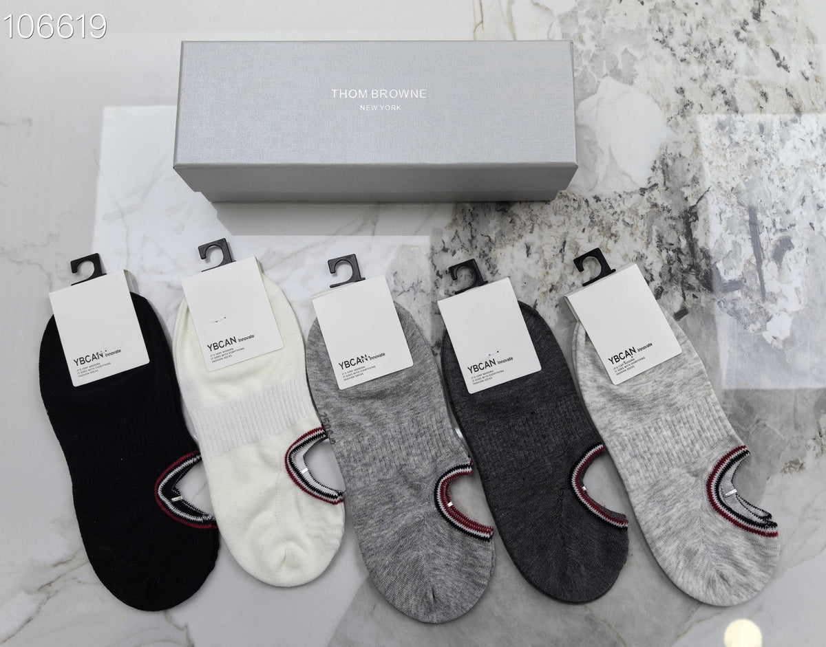 TB Cotton Mixed Neutral Logo Detail No-Show Socks
