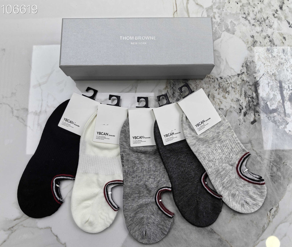 TB Cotton Mixed Neutral Logo Detail No-Show Socks