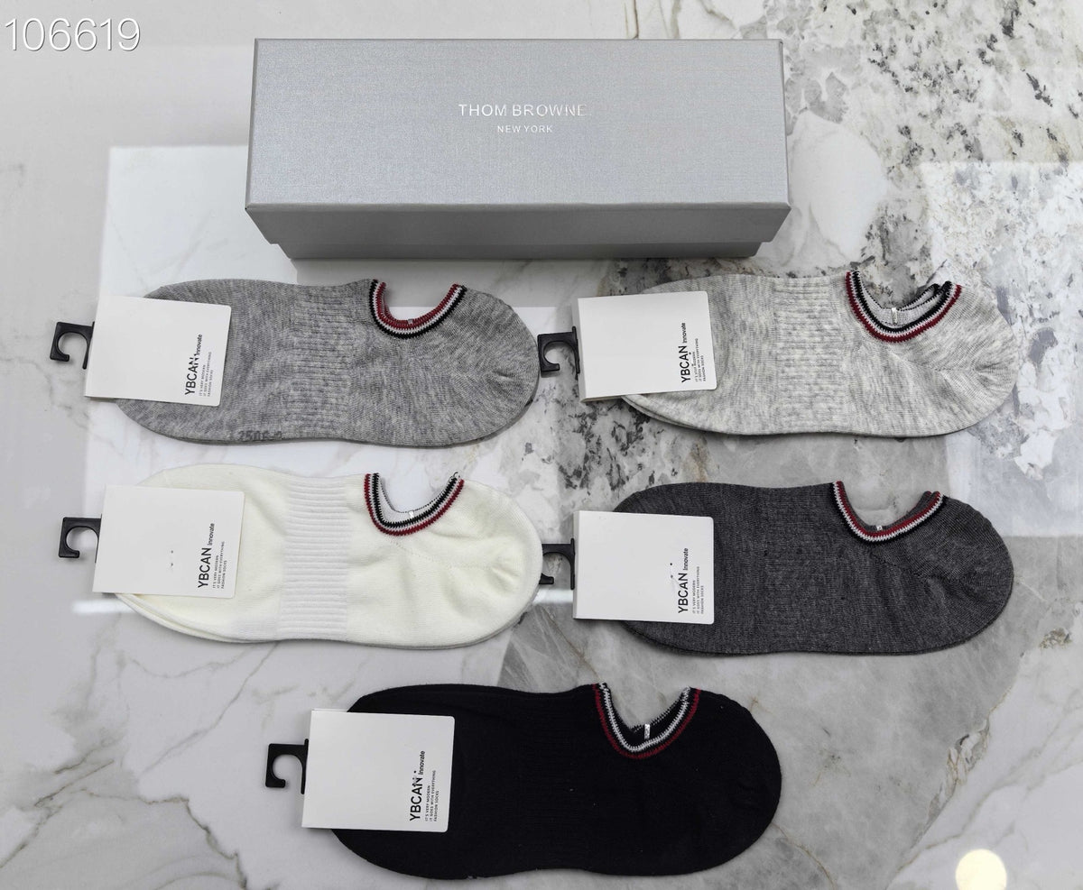 TB Cotton Mixed Neutral Logo Detail No-Show Socks