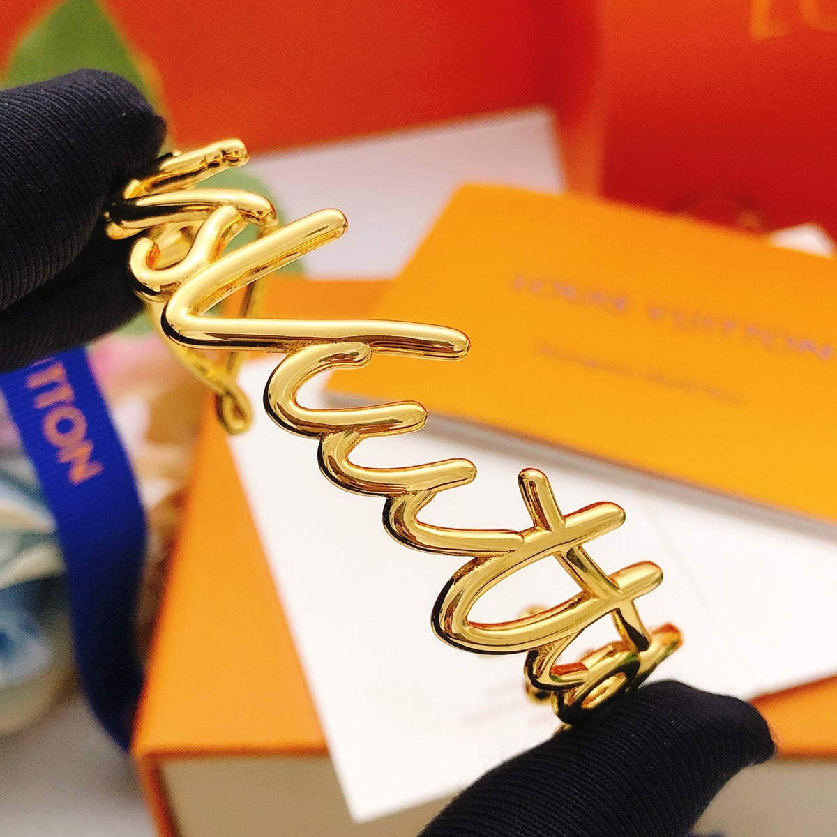 Geometric Emblem Bangle in Gold-Tone – Design 006 front product view