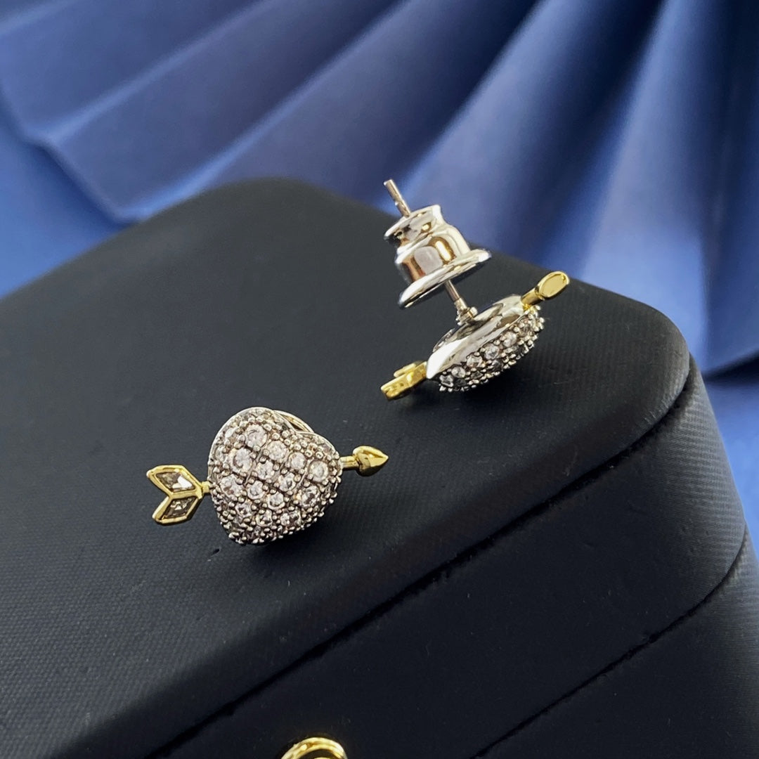Heart Stud Earrings in Polished Metal-Tone main product view