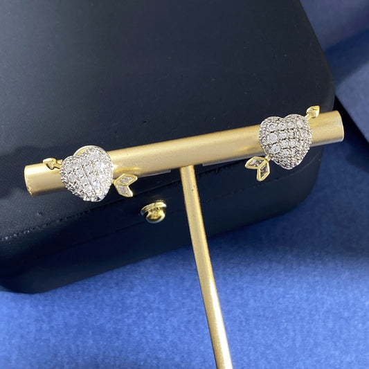 Heart Stud Earrings in Polished Metal-Tone main product view