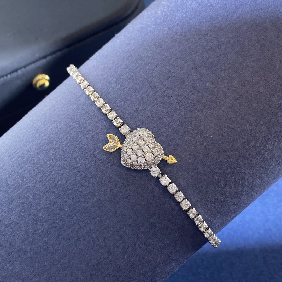 Heart Adjustable Bracelet in Polished Metal-Tone main product view