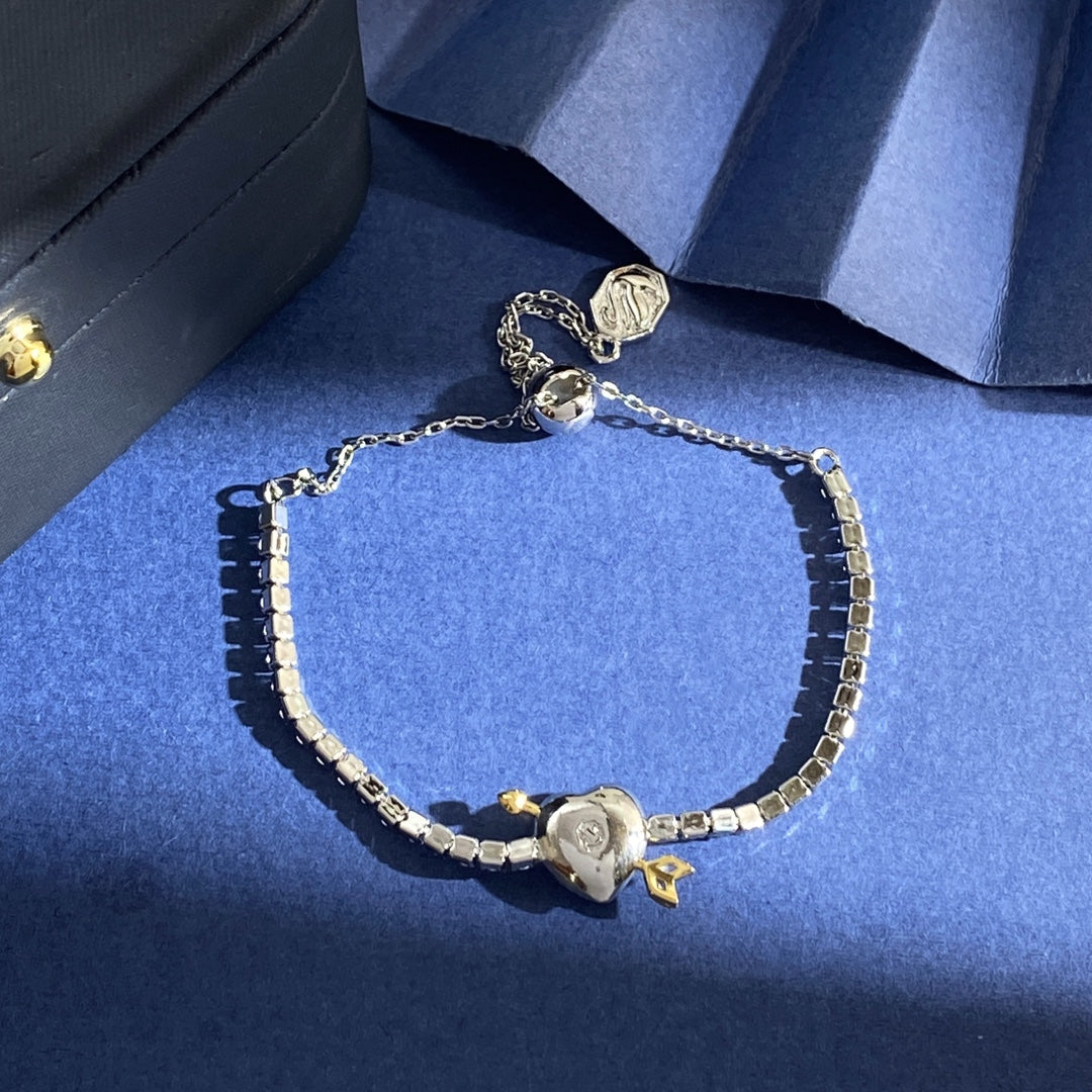 Heart Adjustable Bracelet in Polished Metal-Tone main product view