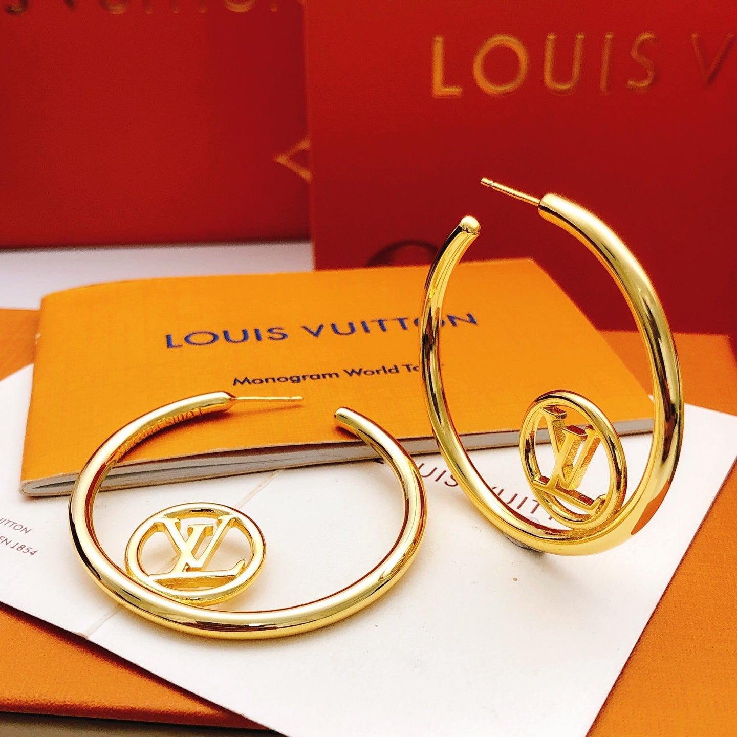 Round Statement Earrings in Gold-Tone – Design 002 front product view