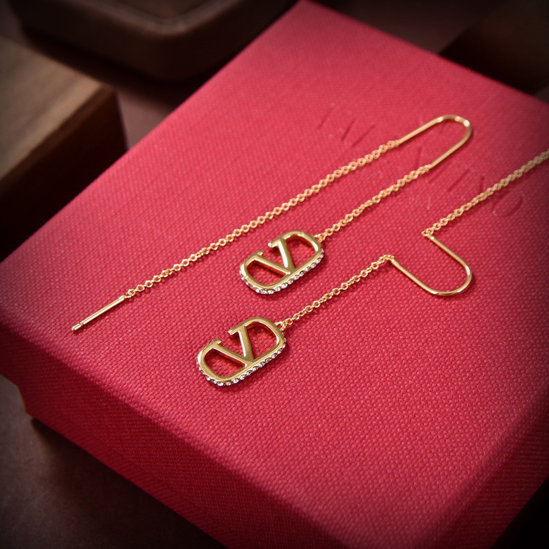 Signature Emblem Stud Earrings in Gold-Tone – Design 11 side detail
