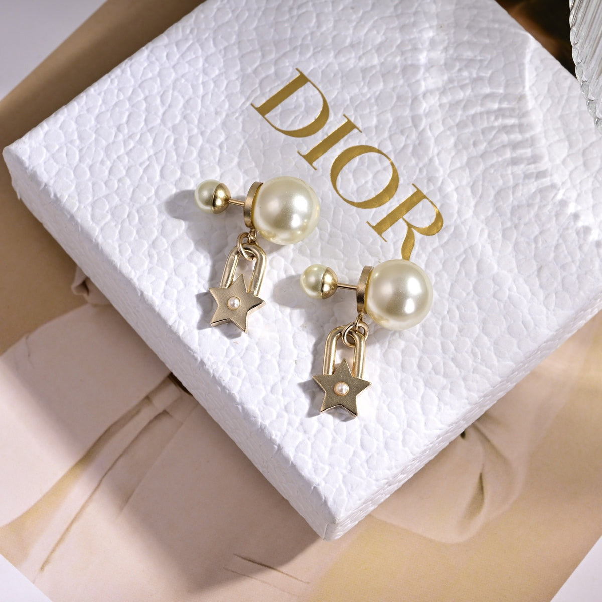 Graphic Letter Motif Statement Earrings in Polished Metal-Tone – Design 032 detail view