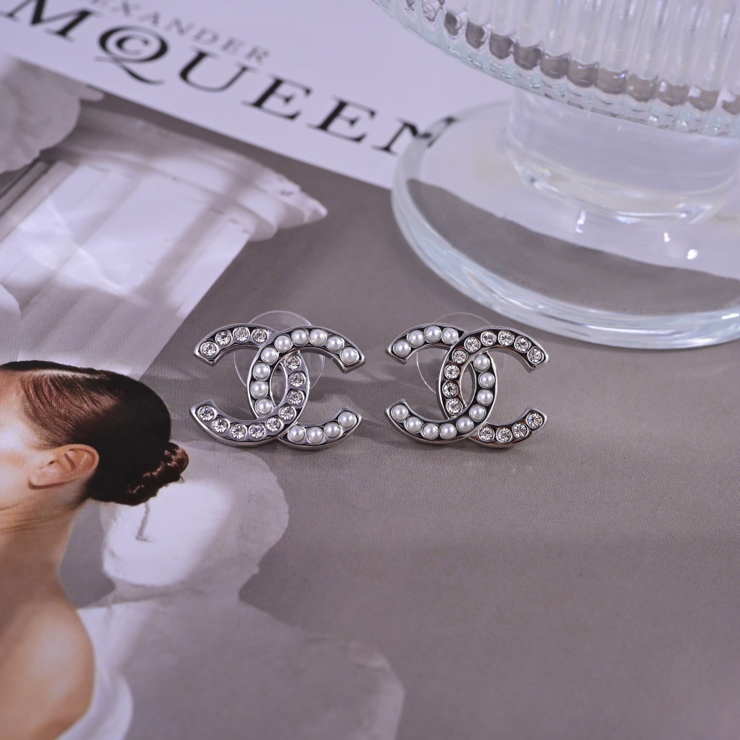 Signature Emblem Stud Earrings in Polished Metal-Tone – Design 010 main product view