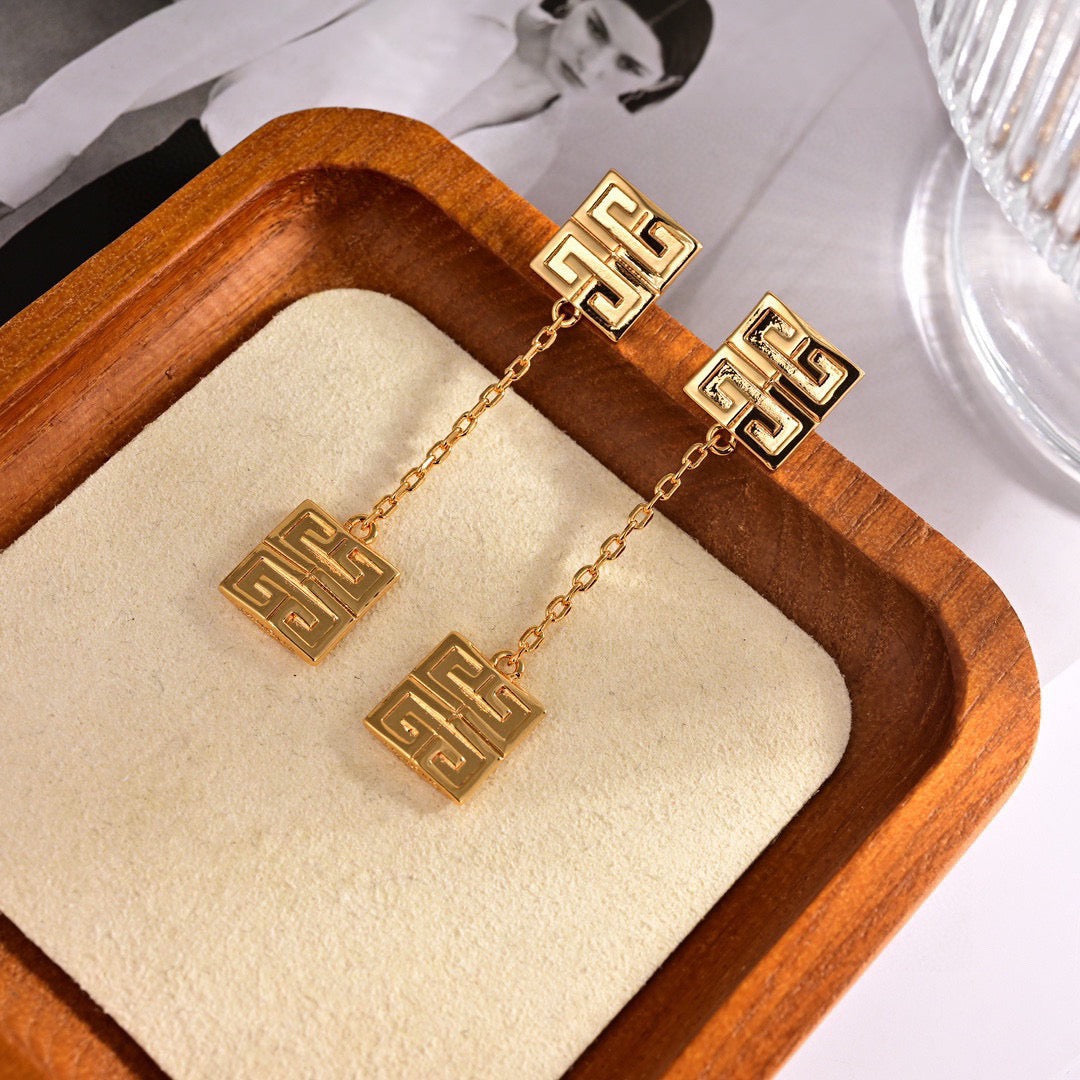 Signature Emblem Stud Earrings in Polished Metal-Tone – Design 009 styled product view