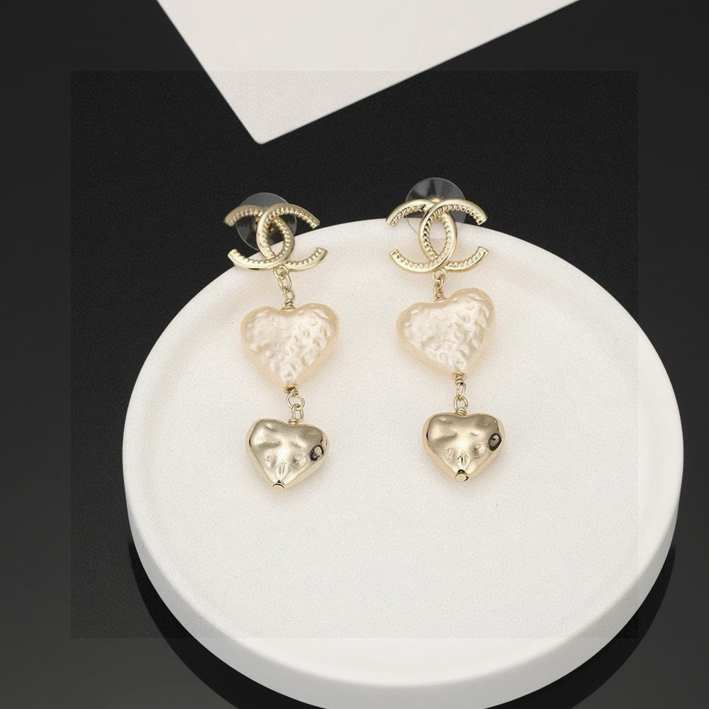Signature Emblem Stud Earrings in Gold-Tone – Design 007 front product view