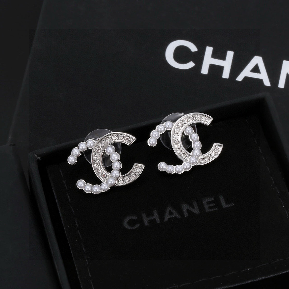 Signature Emblem Stud Earrings in Polished Metal-Tone – Design 008 main product view