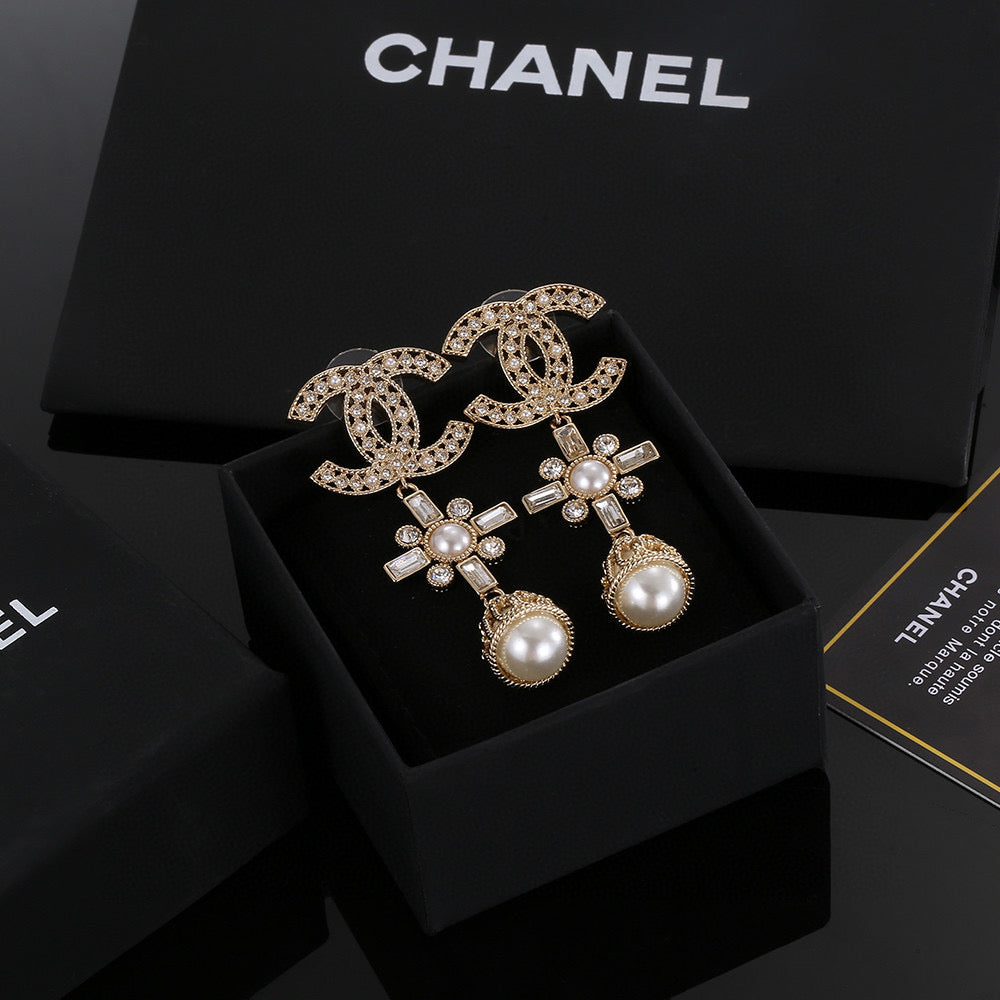 Signature Emblem Stud Earrings in Gold-Tone – Design 006 main product view