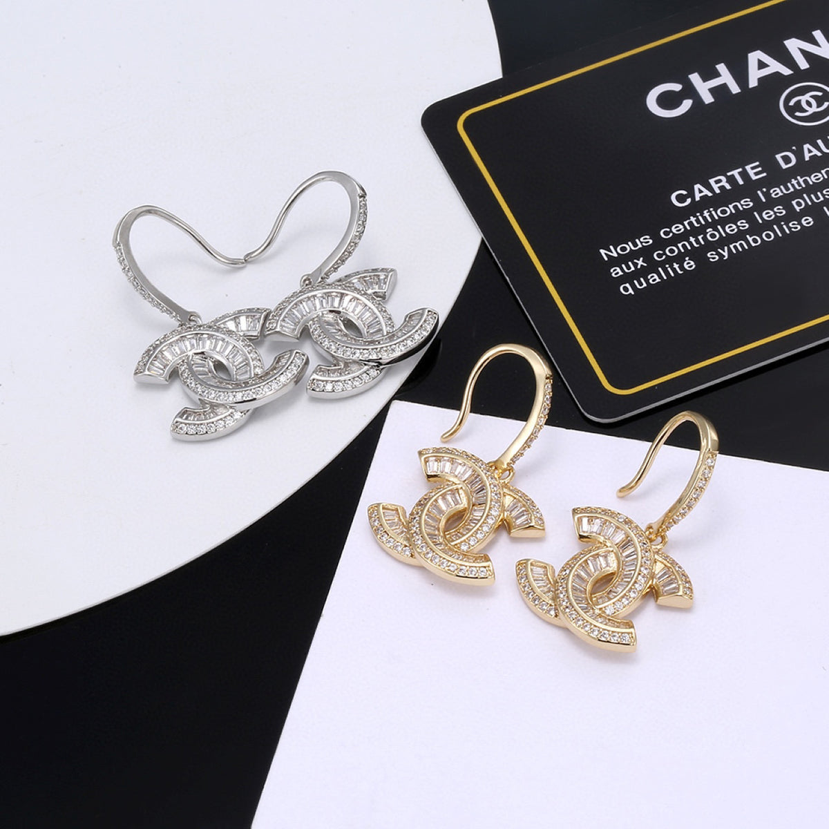 Signature Emblem Stud Earrings in Polished Metal-Tone – Design 007 main product view