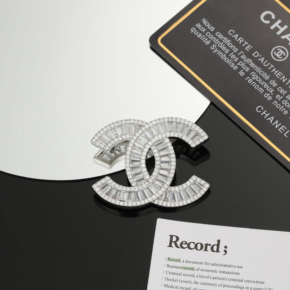 Signature Emblem Brooch in Polished Metal-Tone – Design 007 front product view