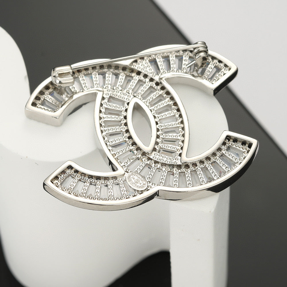 Signature Emblem Brooch in Polished Metal-Tone – Design 007 detail view