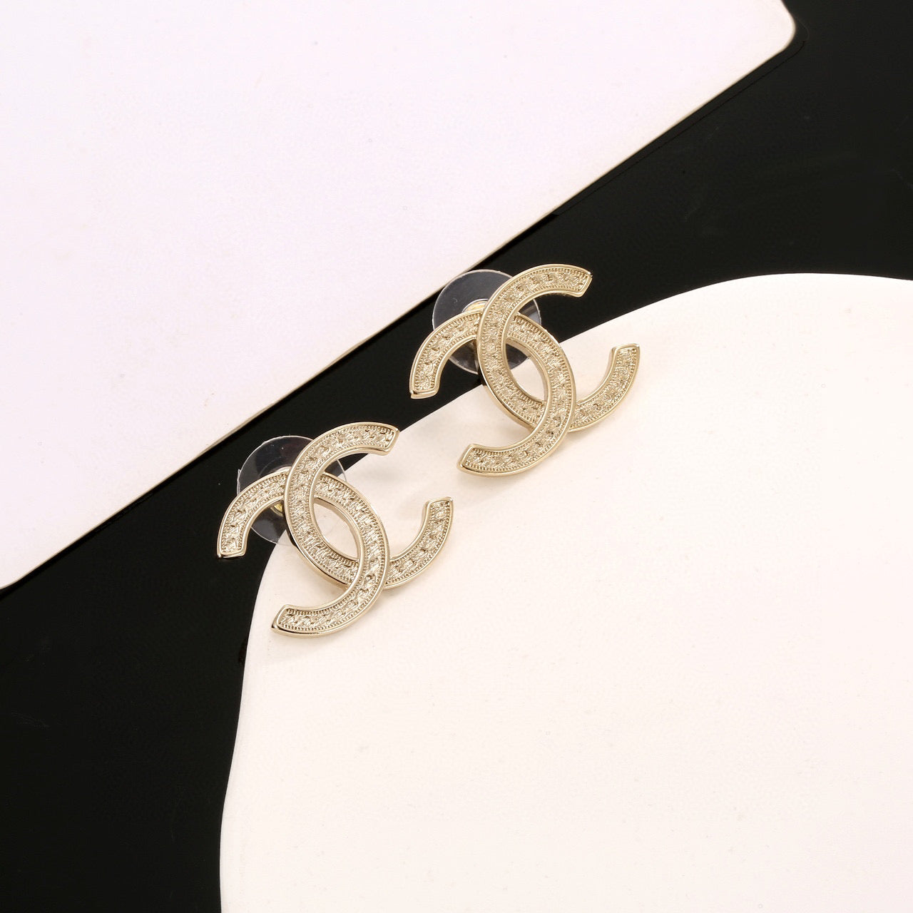 Signature Emblem Stud Earrings in Silver-Tone – Design 003 main product view