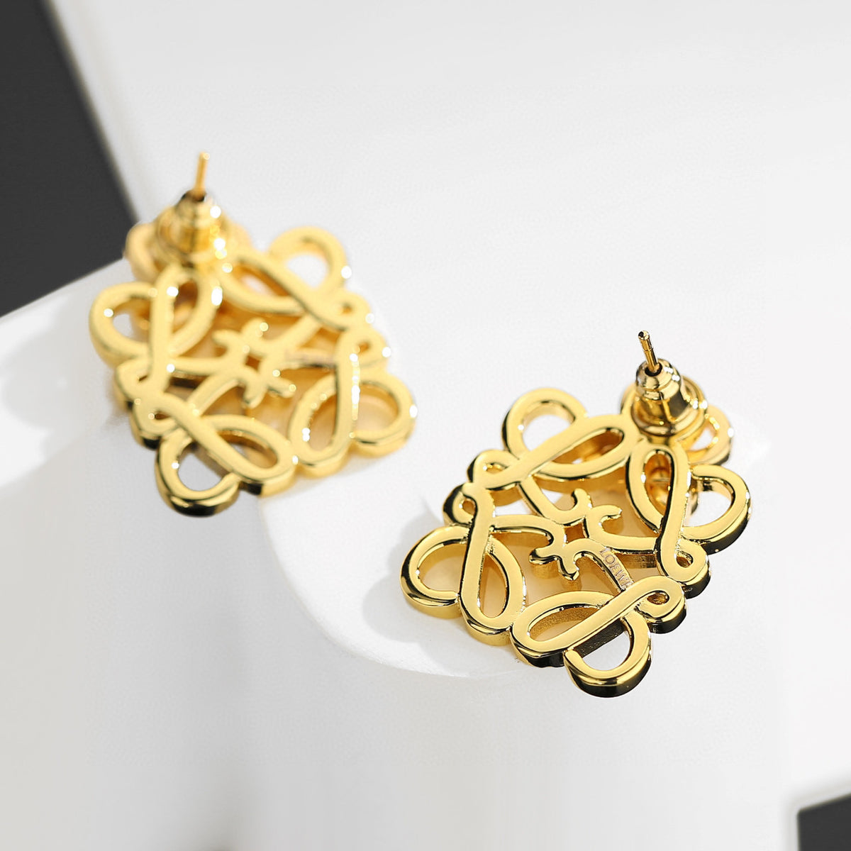Floral Motif Stud Earrings in Gold-Tone with Crystal-Style Accents – Design 01 main product view
