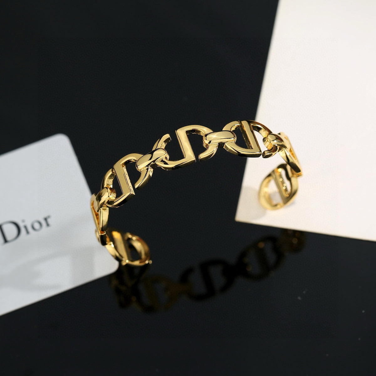 Graphic Letter Motif Statement Bracelet in Silver-Tone – Design 003 close-up detail