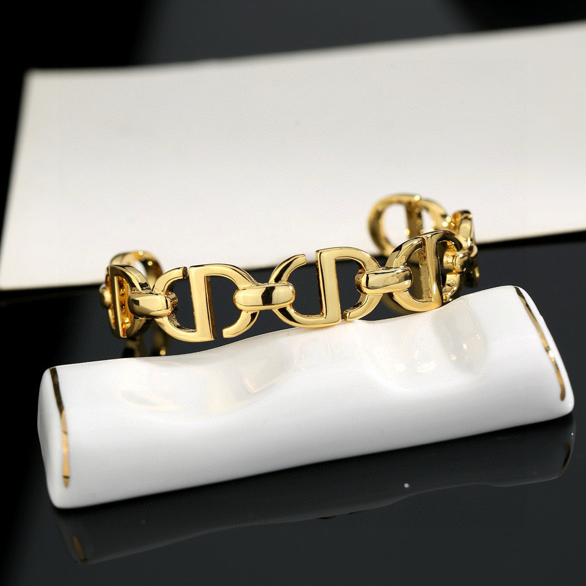 Graphic Letter Motif Statement Bracelet in Silver-Tone – Design 003 main product view